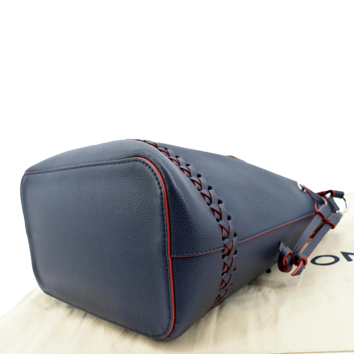 LOUIS VUITTON Lockme Bucket Calf Leather Shoulder Bag Marine Rouge
