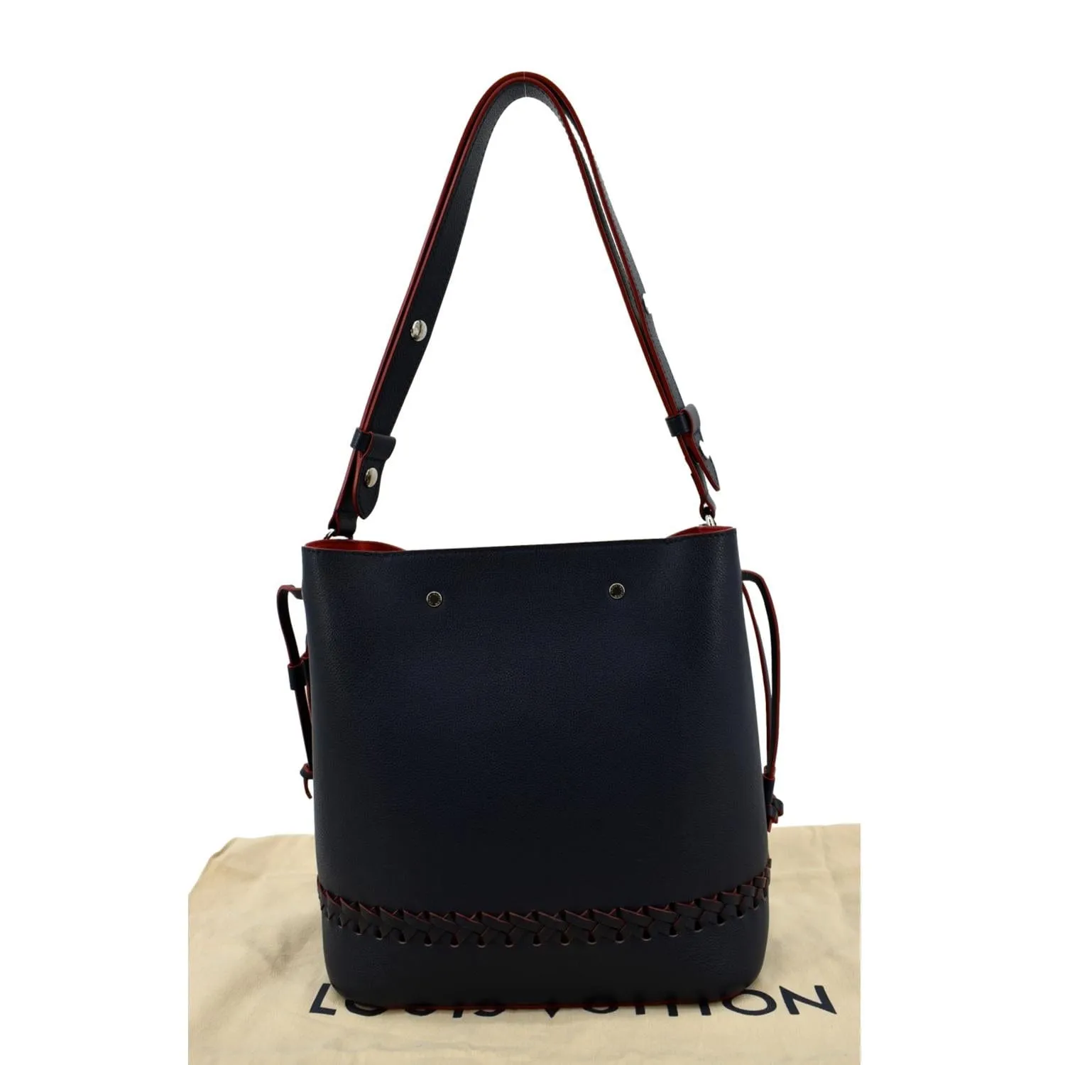 LOUIS VUITTON Lockme Bucket Calf Leather Shoulder Bag Marine Rouge