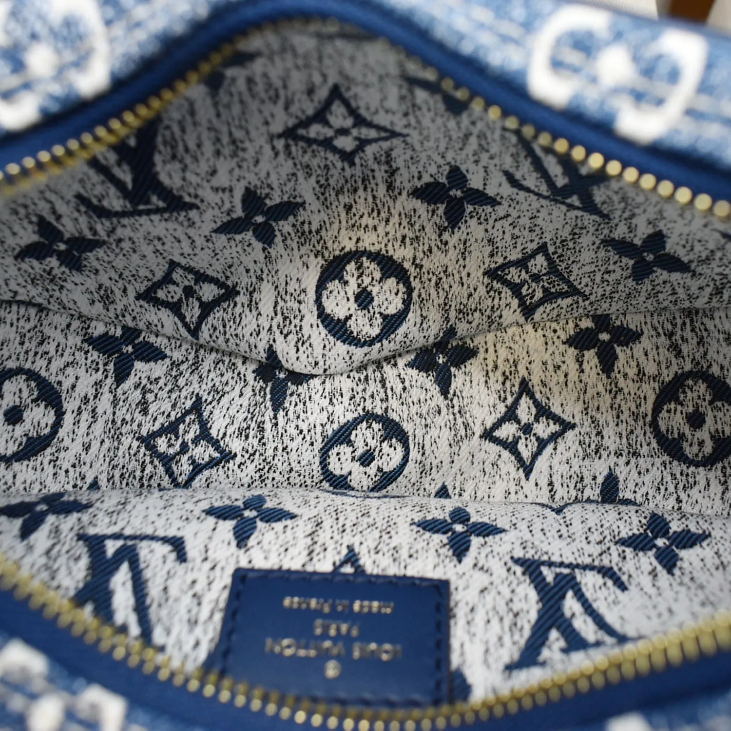 LOUIS VUITTON Loop Monogram Denim Jacquard Baguette Bag Navy Blue