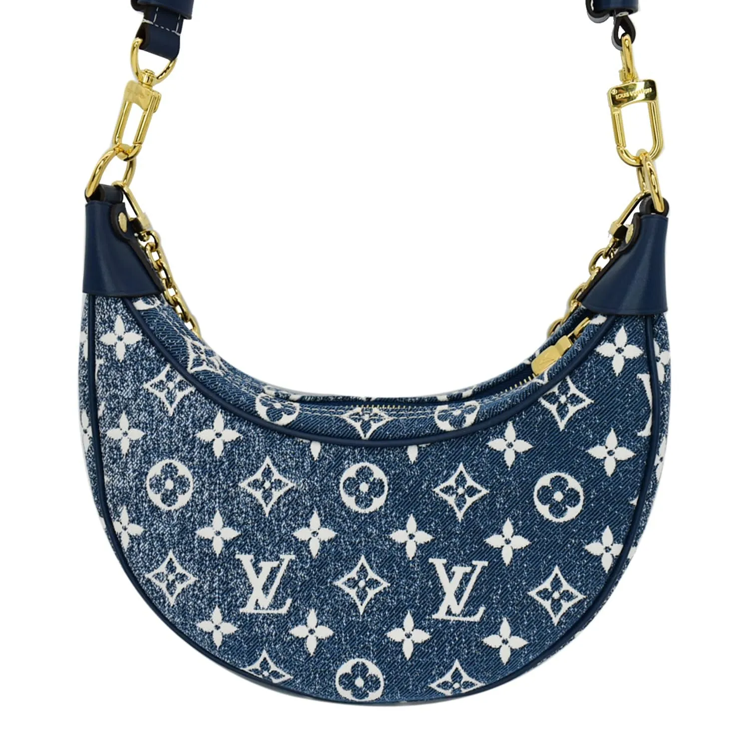 LOUIS VUITTON Loop Monogram Denim Jacquard Baguette Bag Navy Blue