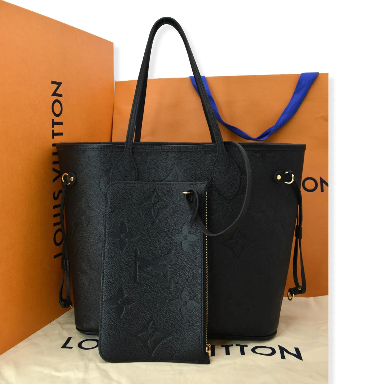 LOUIS VUITTON  Neverfull MM Monogram Empreinte Tote Bag Black