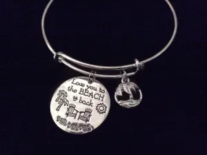Love You to the Beach and Back Expandable Adjustable Wire Bangle Bracelet Ocean Nautical Gift