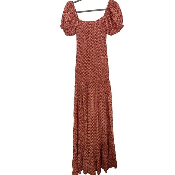 L*Space SImone Boho Off The Shoulder Smocked  Maxi size S NWT