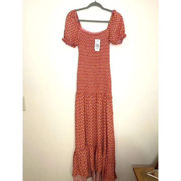 L*Space SImone Boho Off The Shoulder Smocked  Maxi size S NWT