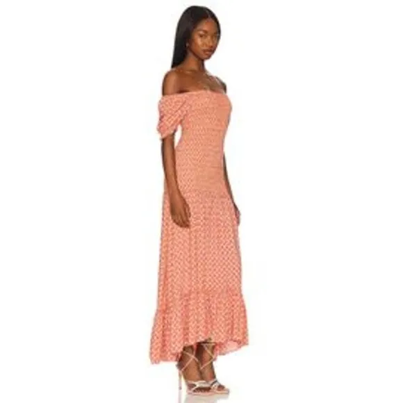 L*Space SImone Boho Off The Shoulder Smocked  Maxi size S NWT