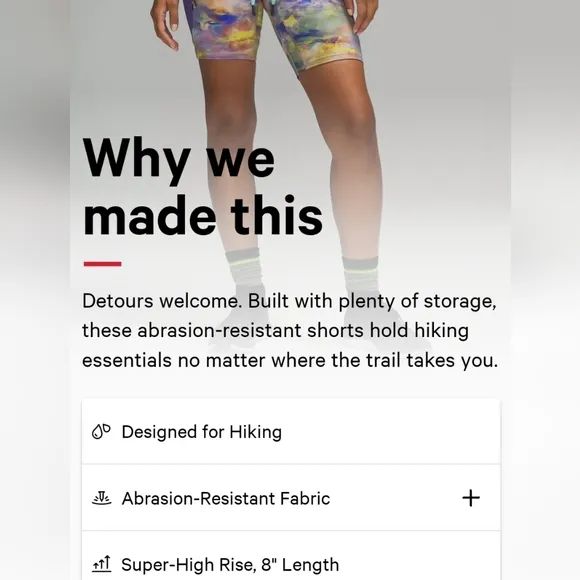 Lululemon Cargo Super High Rise Hiking Short 8”