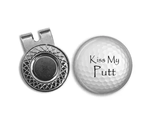 Magnetic Golf Ball Marker and hat clip set - Kiss My Putt  - GOLF BALL MARKER - Gift for golfer - gift for Dad - Father's Day gift - golf