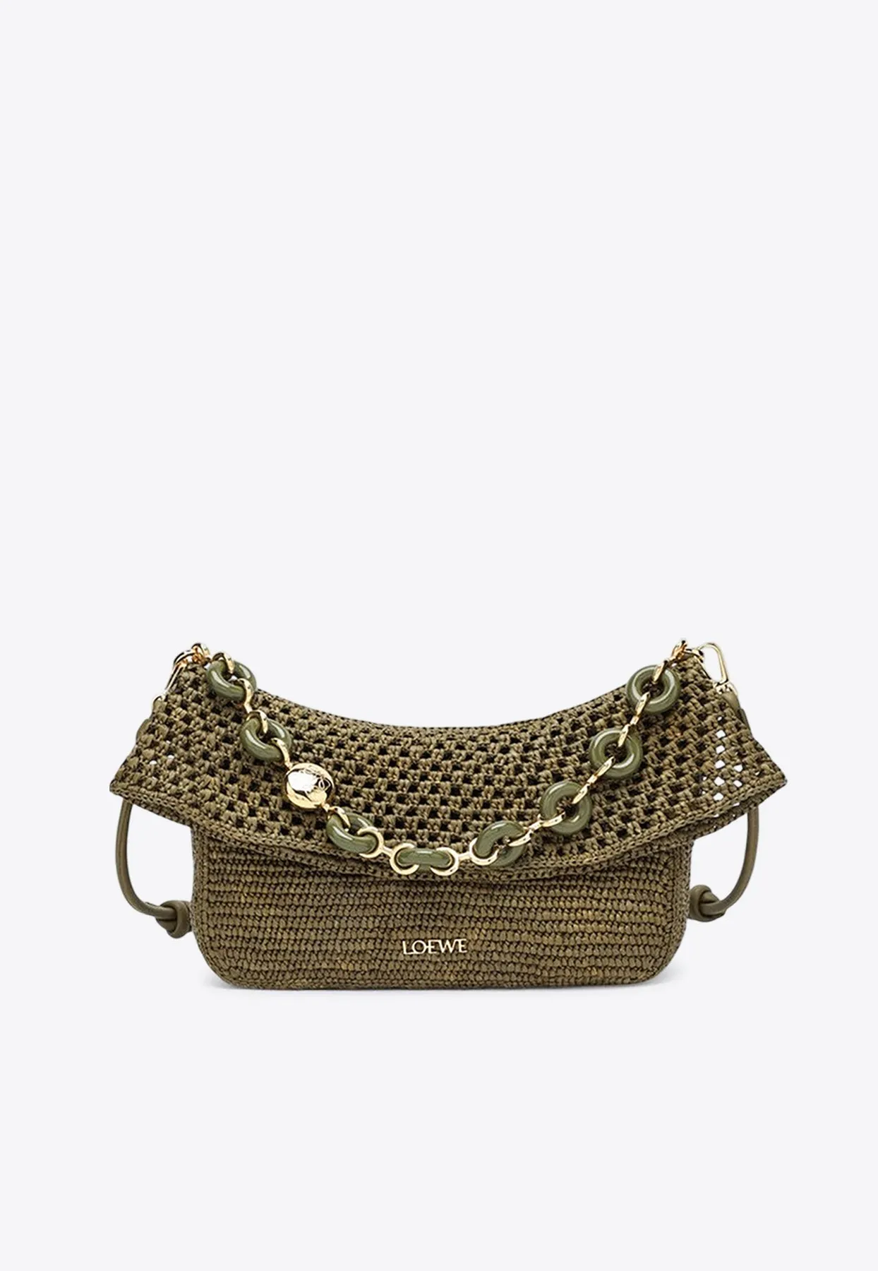 Medium Ola Woven-Raffia Shoulder Bag