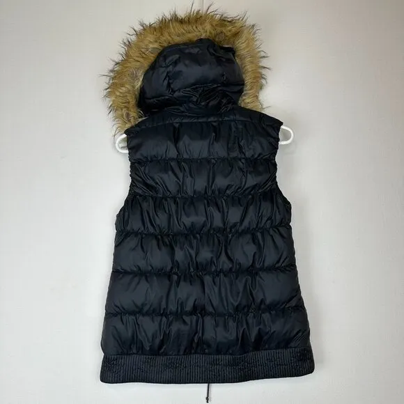MERRELL Black Thinsulate Featherless 700 Insulated Puffer Faux Fur Hood Vest