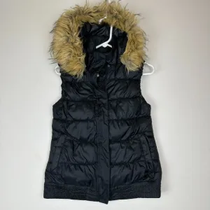 MERRELL Black Thinsulate Featherless 700 Insulated Puffer Faux Fur Hood Vest