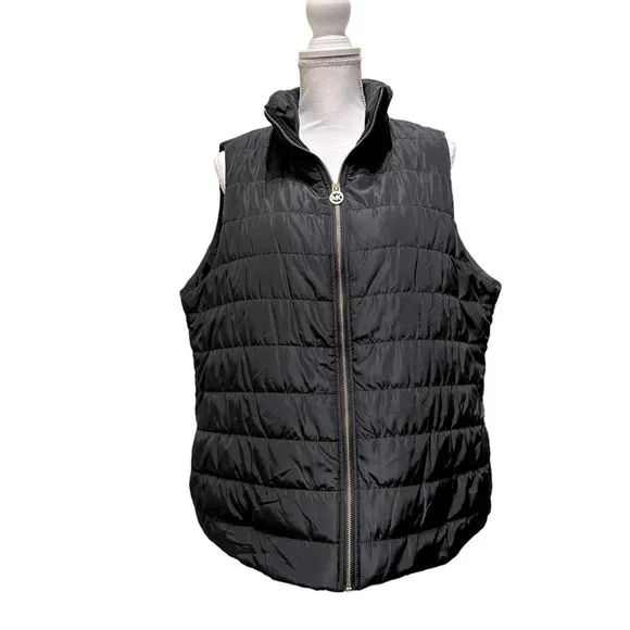 Michael Kors - jet black puffer Vest with gold hardware, size1X Women’s, EUC