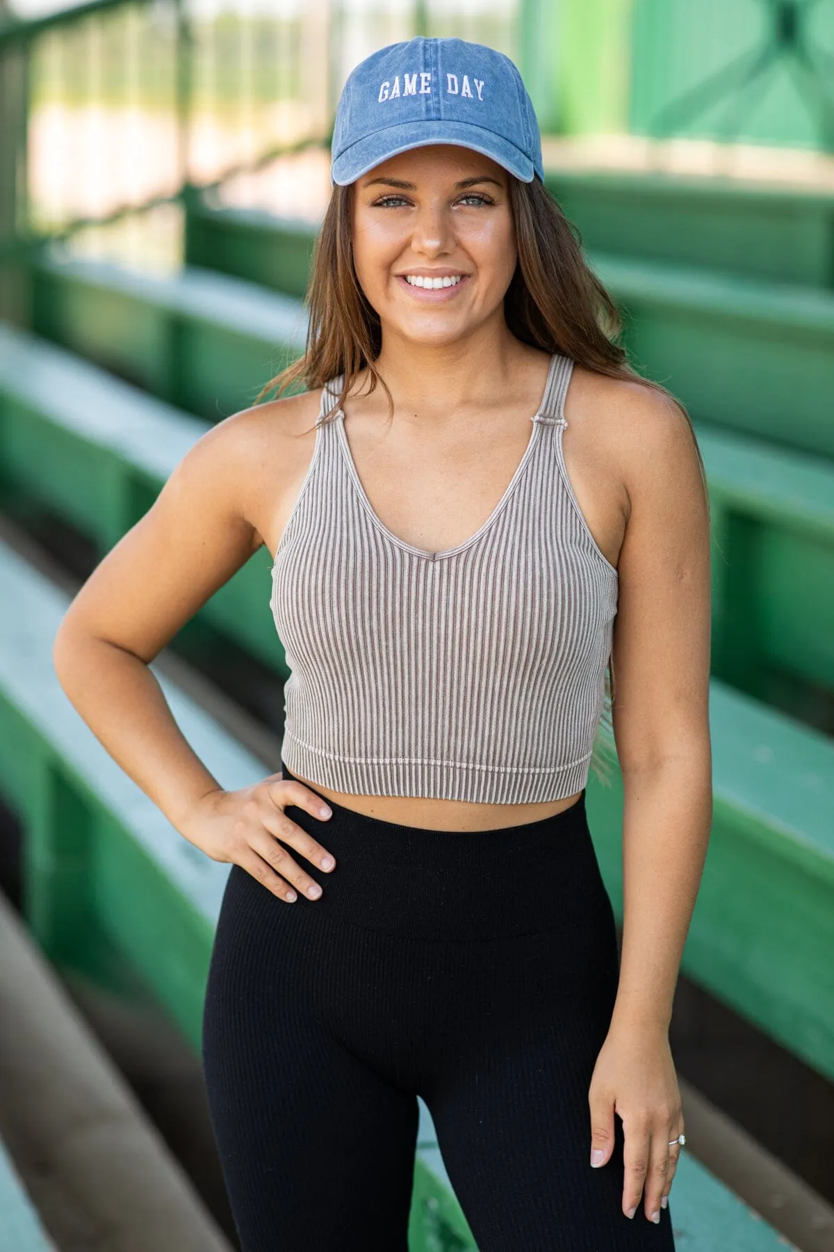 Mocha Ribbed Bralette With Padding