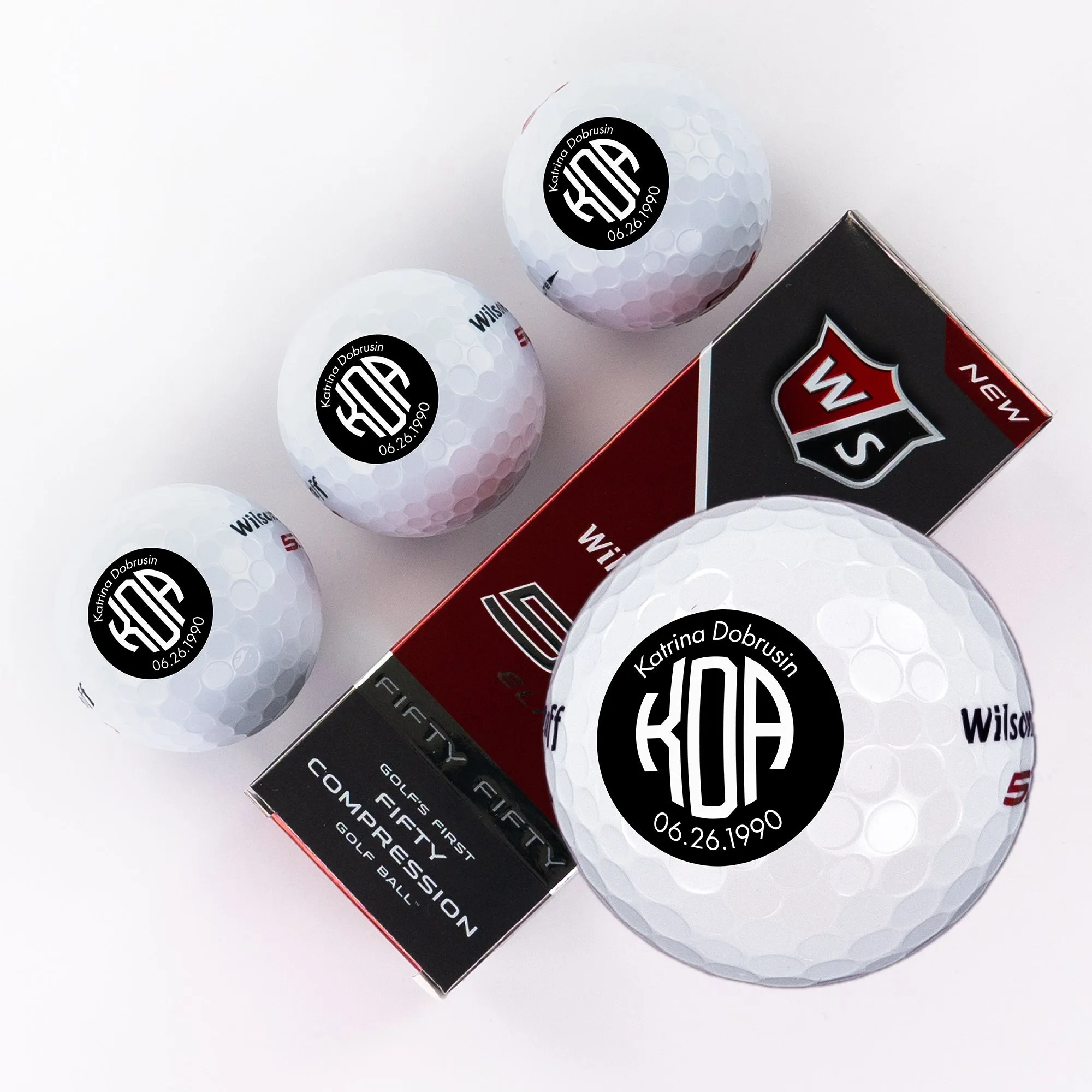 Monogram Black Circle, Printed Golf Balls