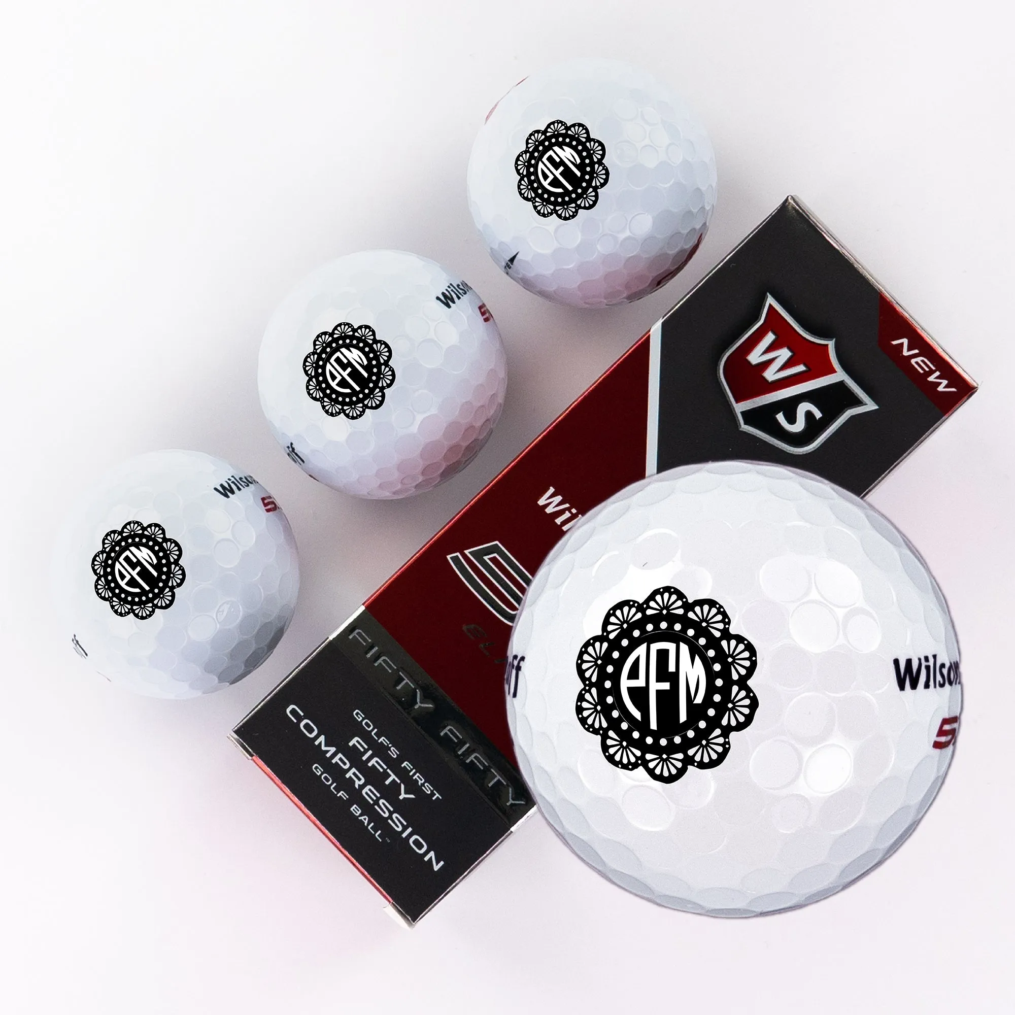 Monogram Black Circle, Printed Golf Balls