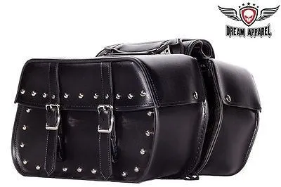 MOTORCYCLE 2 PC WATERPROOF STUDDED PVC SADDLEBAG AND HARD SHEET INSIDE