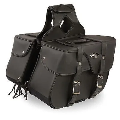 MOTORCYCLE 2PC WATERPROOF PLAIN ZIPOFF PVC EXTENDED FLAP THROWOVER SADDLEBAG