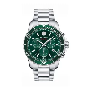 Movado Men's Green Dial Watch Silver Tone Case Quartz
