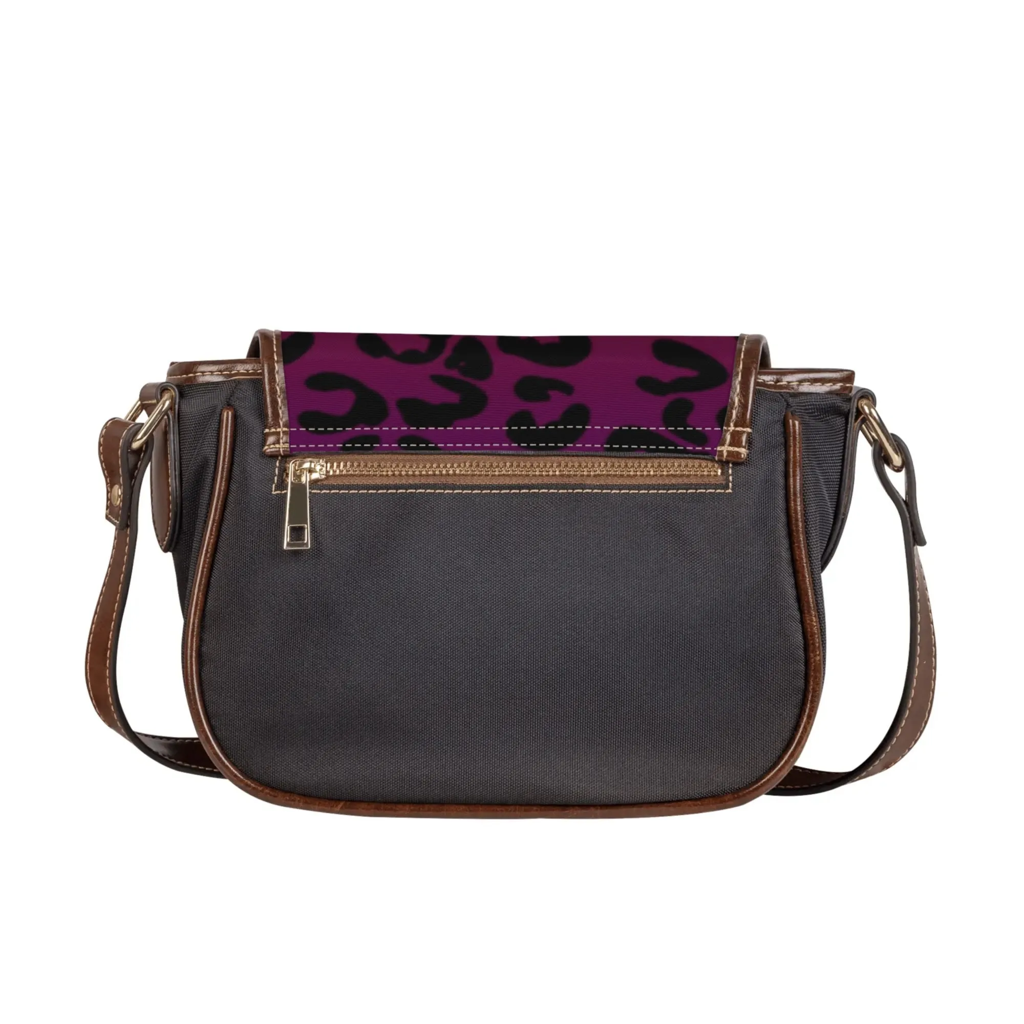 Multicolored Color Gradient Leopard Print Saddle Bag