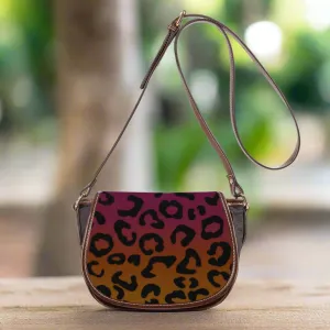 Multicolored Color Gradient Leopard Print Saddle Bag