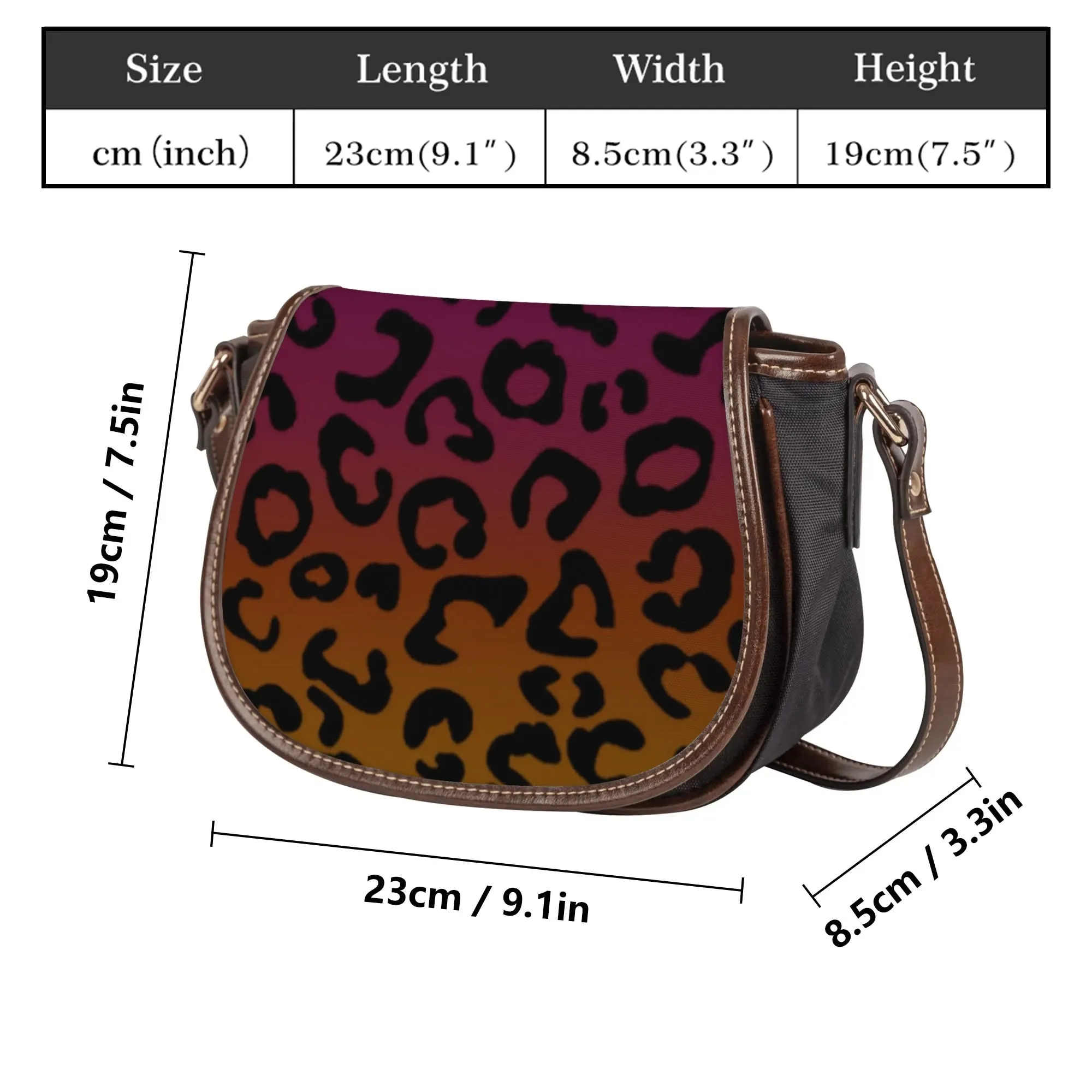 Multicolored Color Gradient Leopard Print Saddle Bag