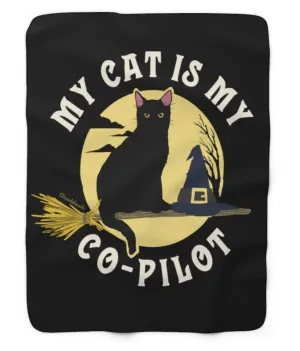 My Cat is my Co-Pilot Sherpa Fleece Blanket
