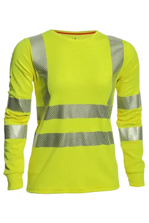 National Safety Apparel Drifire Womens FR Hi Vis Long Sleeve T-Shirt, Class 3, 11 cal/cm²