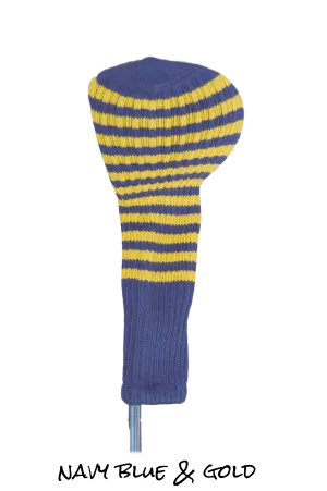 Navy Blue and Gold Club Sock Golf Headcover