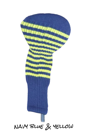 Navy Blue and Yellow Club Sock Golf Headcover