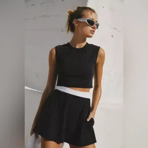 NEW! FREE PEOPLE MOVEMENT HOT SHOT Skort Set BLACK XL Skirt Shorts Crop Muscle