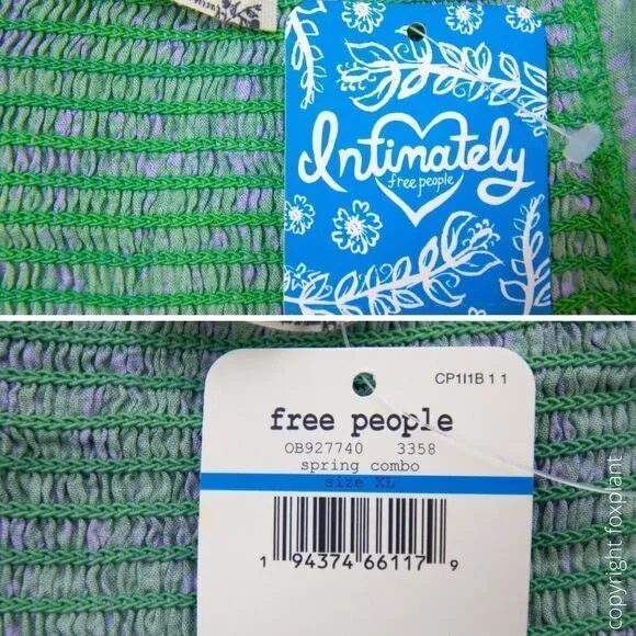 NEW Intimately Free People Caught‎ Up Printed Slip Dress, Green, XL
