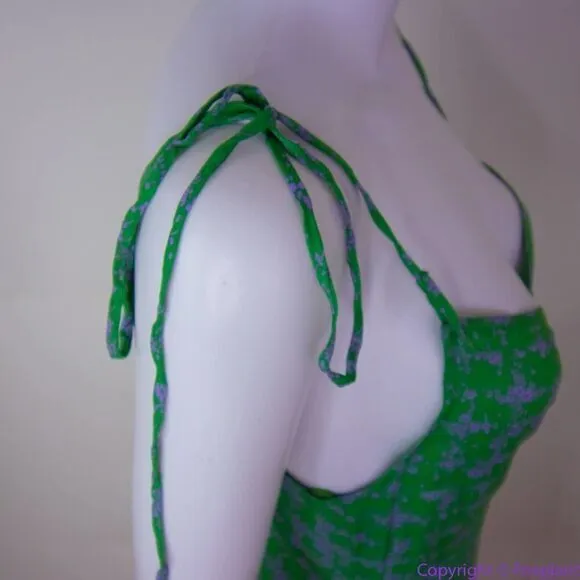 NEW Intimately Free People Caught‎ Up Printed Slip Dress, Green, XL