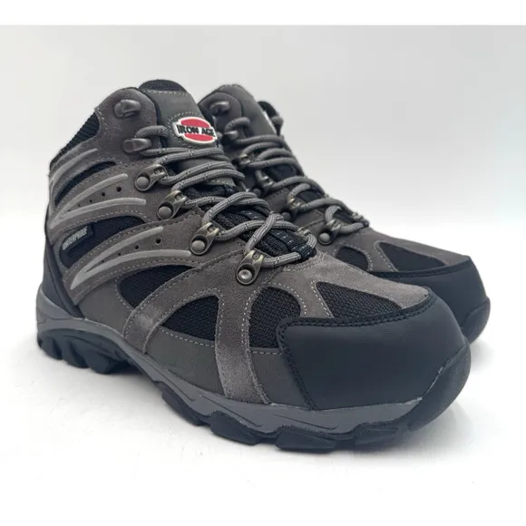 NEW Iron Age SURVEYOR Men's Hiking Boot Grey/Black US Size 7.5 Wide NIB