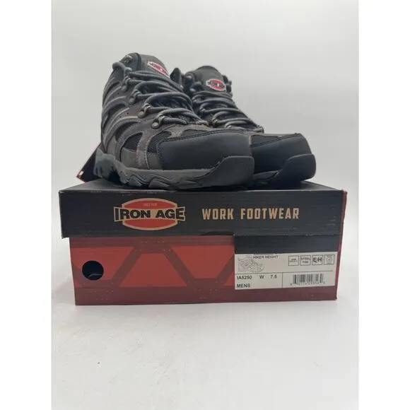 NEW Iron Age SURVEYOR Men's Hiking Boot Grey/Black US Size 7.5 Wide NIB