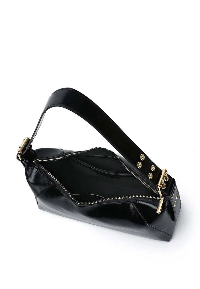 Ninny Belted Shoulder Bag (Black)