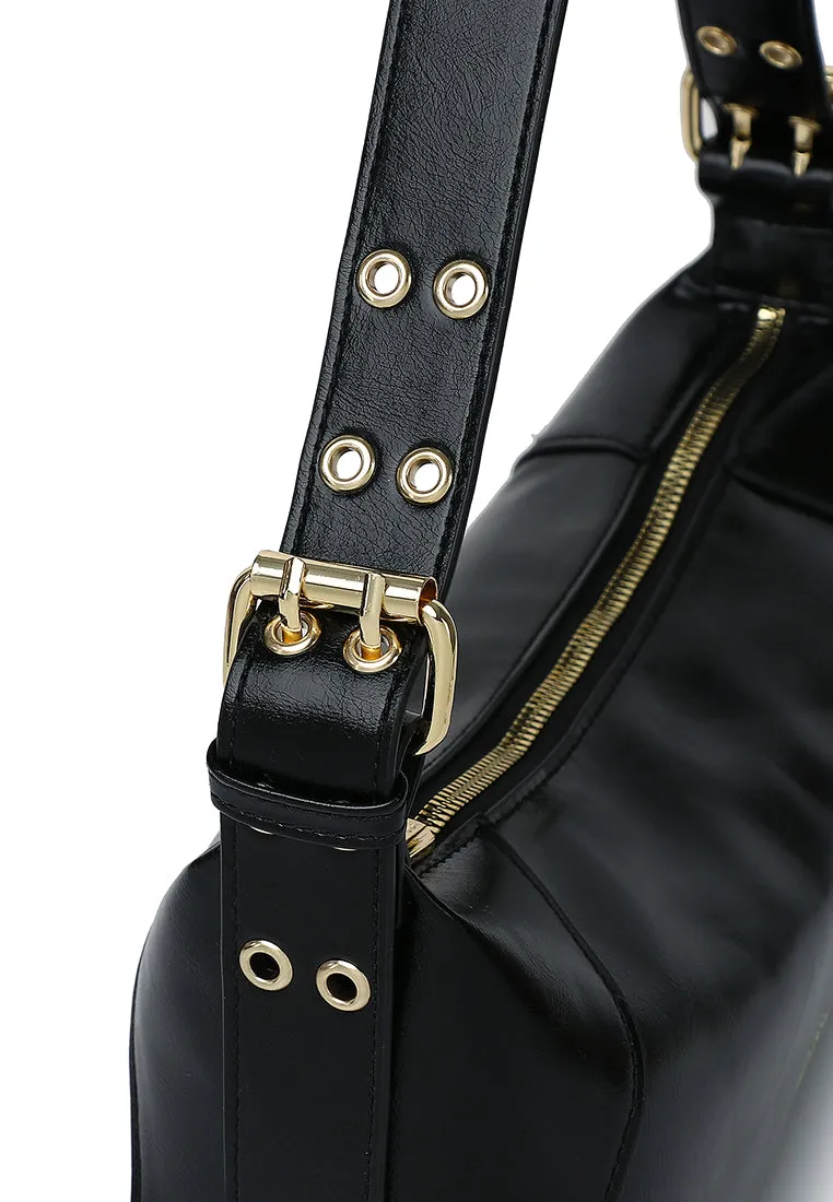 Ninny Belted Shoulder Bag (Black)