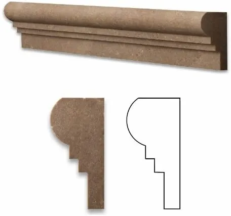 Noce Travertine Honed 2 1/2 X 12 OG-2 Chair Rail Liner Trim - Box of 5 pcs.