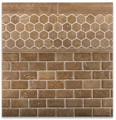 Noce Travertine Honed 2 1/2 X 12 OG-2 Chair Rail Liner Trim - Box of 5 pcs.