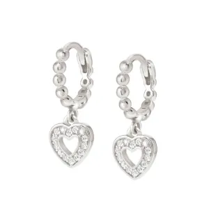 Nomination Lovecloud Earrings, Circle Heart, Cubic Zirconia, Silver