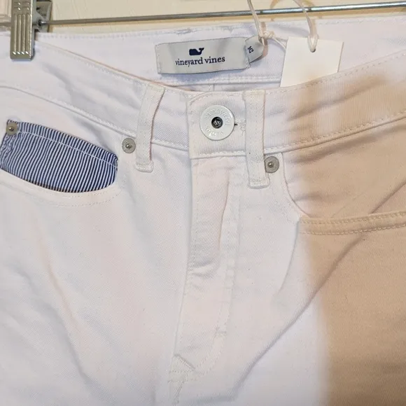 NWT Vineyard Vines Raw Hem Cropped White Jeans, Size 25 (Ladies