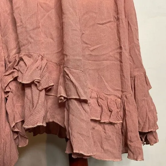 NWT Free People Intimately Pink Rose Adella Frilled Chemise Slip Dress