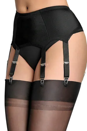 Nylon Dreams 6 Strap Suspender Belt Black