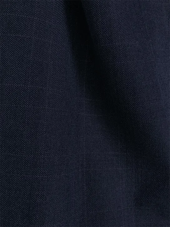 Olympia Collection - Glen Plaid Regular Fit Suit 3 Piece Navy Blue