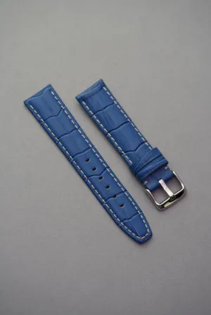 Omega X Swatch Super Blue Moon MoonSwatch Strap: Stitched Embossed Alligator - Blue