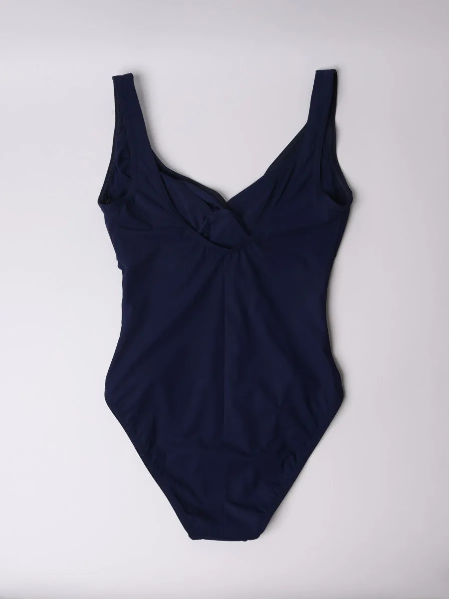 One Piece Underwire Knot Twist In Navy