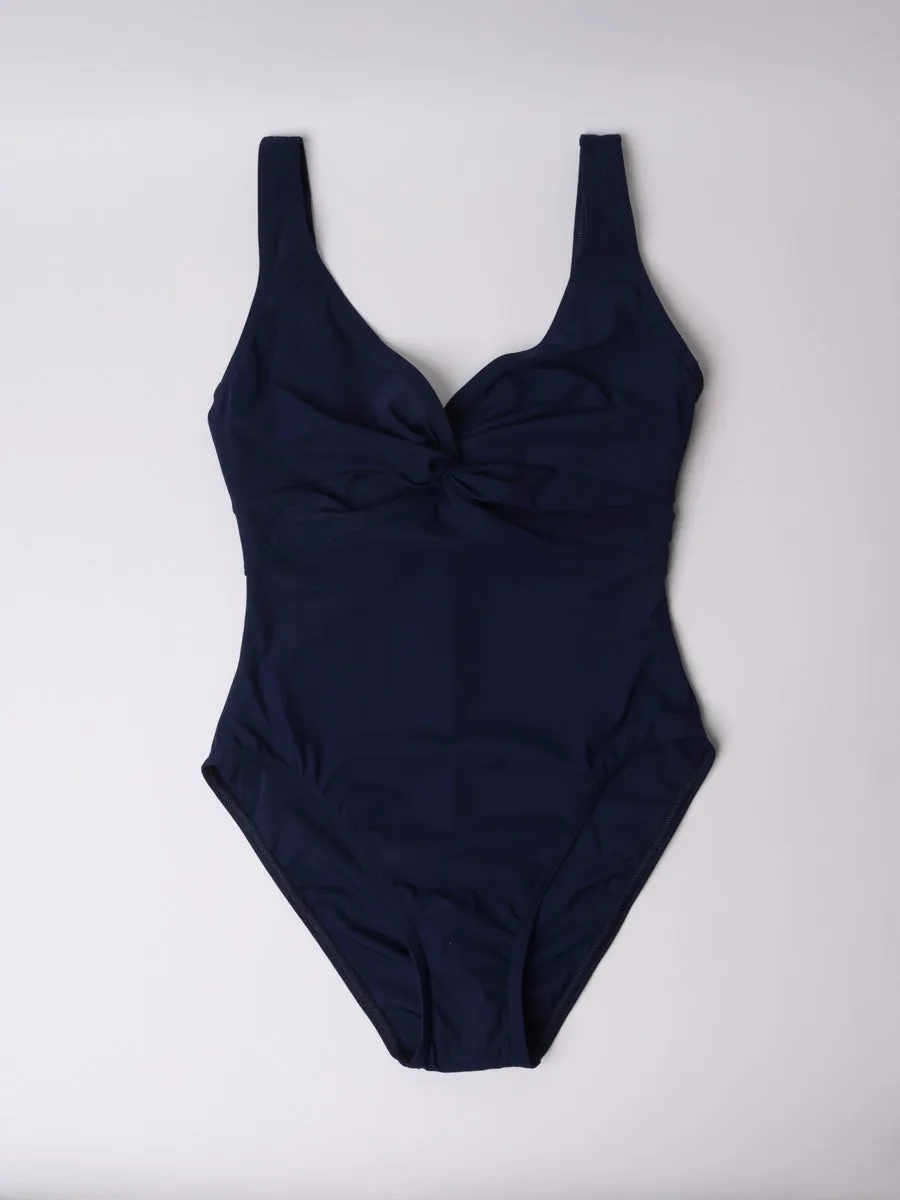 One Piece Underwire Knot Twist In Navy