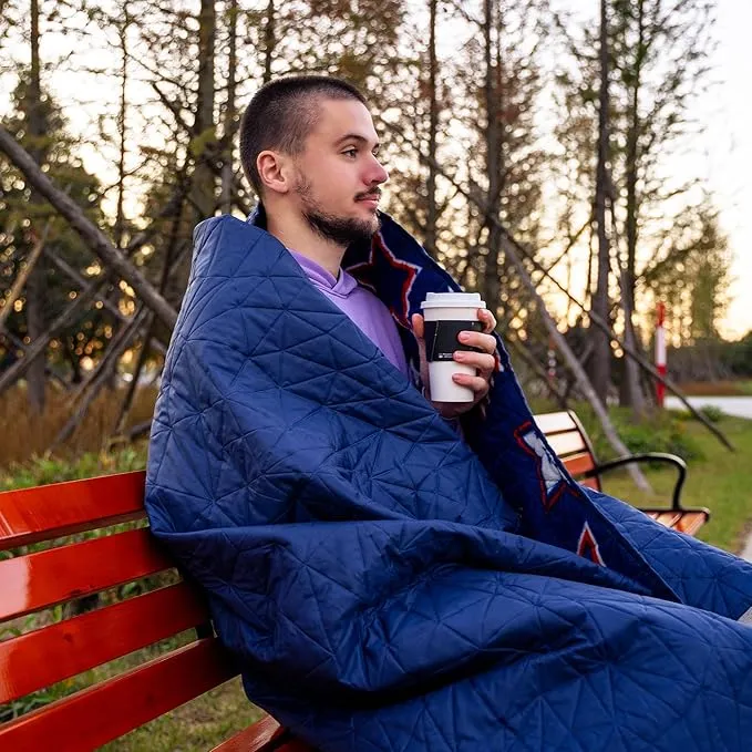 Outdoor Waterproof Blanket, Foldable Fleece Stadium Blanket for Outdoor Sports Event,Camping,Concerts, Car,Pet,Picnics -Windproof, Wearable,Machine Washable 80"x58"