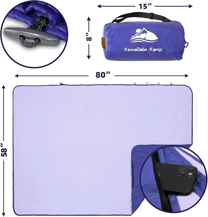 Outdoor Waterproof Blanket, Foldable Fleece Stadium Blanket for Outdoor Sports Event,Camping,Concerts, Car,Pet,Picnics -Windproof, Wearable,Machine Washable 80"x58"