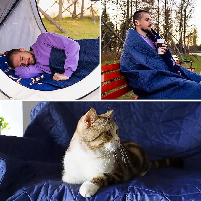 Outdoor Waterproof Blanket, Foldable Fleece Stadium Blanket for Outdoor Sports Event,Camping,Concerts, Car,Pet,Picnics -Windproof, Wearable,Machine Washable 80"x58"
