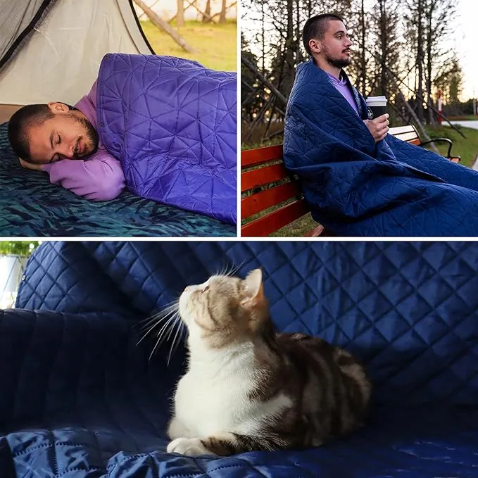 Outdoor Waterproof Blanket, Foldable Fleece Stadium Blanket for Outdoor Sports Event,Camping,Concerts, Car,Pet,Picnics -Windproof, Wearable,Machine Washable 80"x58"