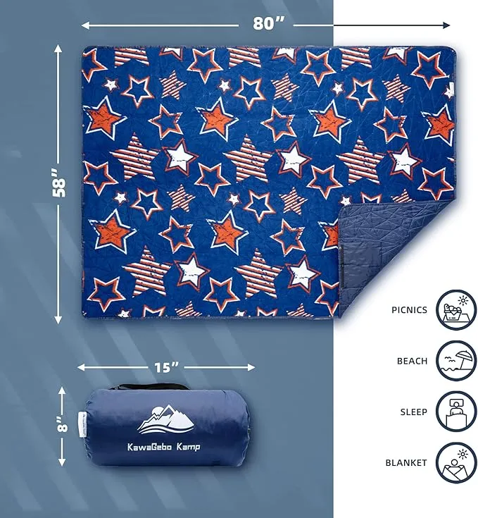 Outdoor Waterproof Blanket, Foldable Fleece Stadium Blanket for Outdoor Sports Event,Camping,Concerts, Car,Pet,Picnics -Windproof, Wearable,Machine Washable 80"x58"